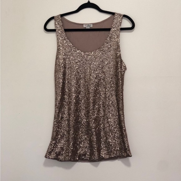 Guess Tops - Guess, gold matte sequence blouse, preowned, size M